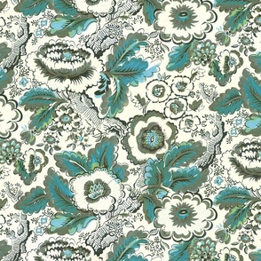 Provence Floral Olive Turquoise 150
