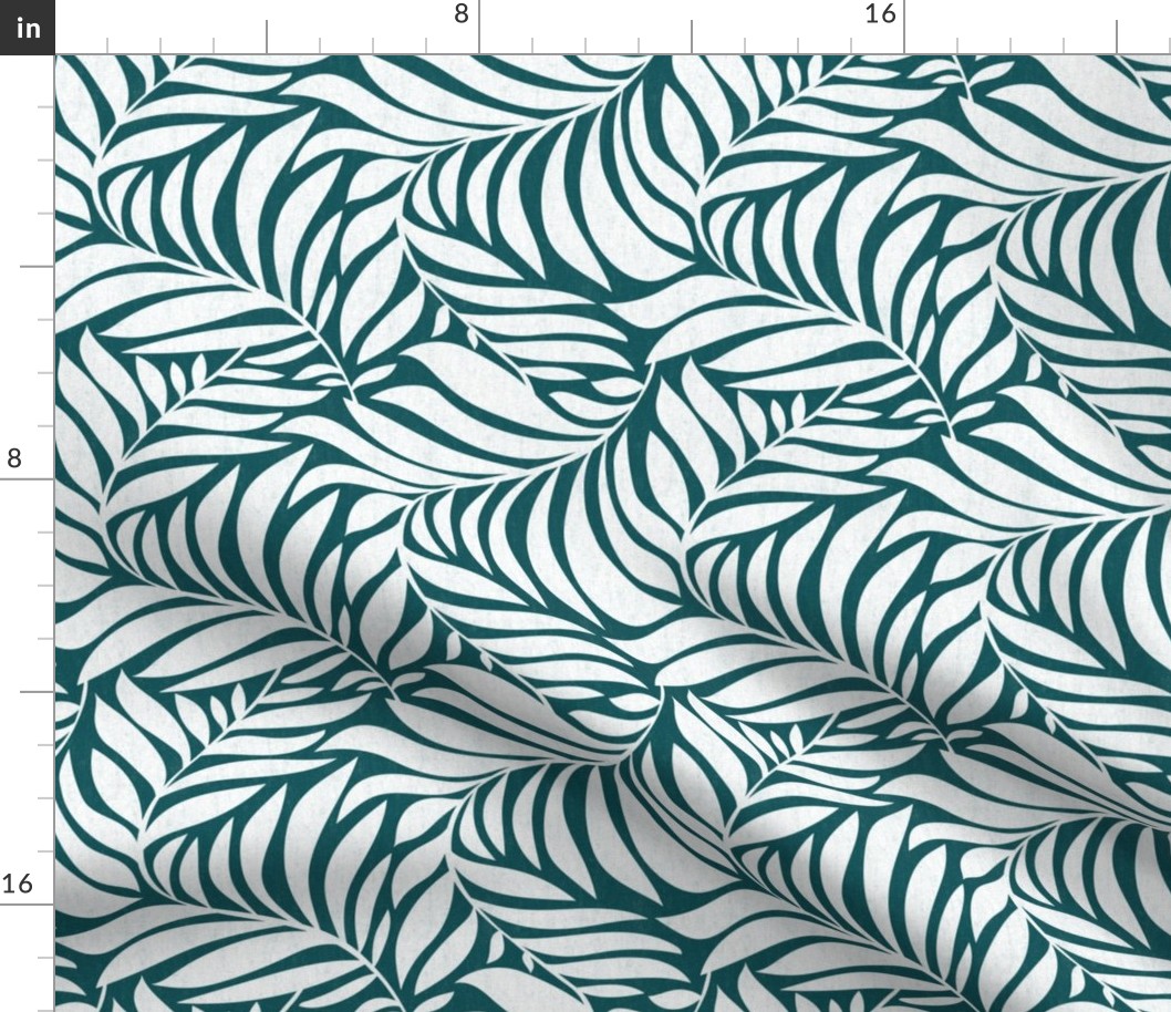 Flowing Leaves Botanical - Teal White Regular Scale