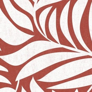 Flowing Leaves Botanical - Terra Cotta Red White Large Scale