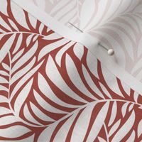Flowing Leaves Botanical - Terra Cotta Red White Small Scale
