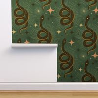 Slither Through The Stars - Vintage Boho Snake Teal Large Scale