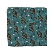 Slither Through The Stars - Vintage Boho Snake Teal Large Scale