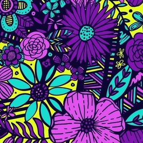 Floral Frenzy (Purple, Teal, Lime)