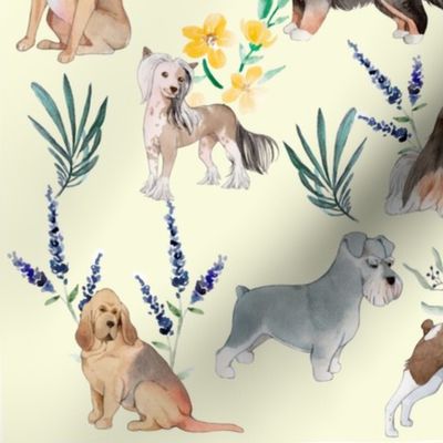 Dogs with Plants and Flowers