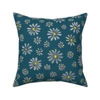 (L) Watercolour Summer Daisies on Navy