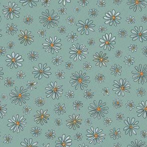 (M) Watercolour Summer Daisies on Grey