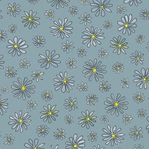 (L) Watercolour Summer Daisies on Grey