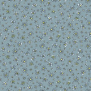 (S) Watercolour Summer Daisies on Grey