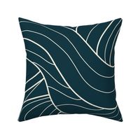 Jumbo Nostalgic Swirl, Cream on Prussian Blue