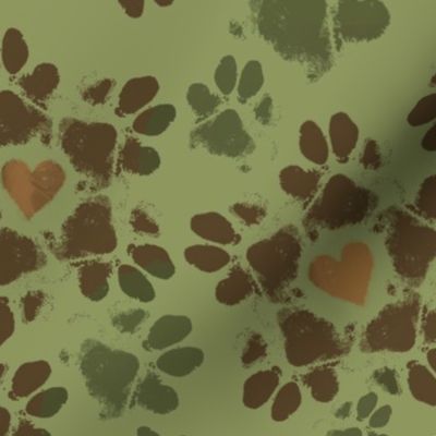 Large Puppy Paw Print Floral, Camo