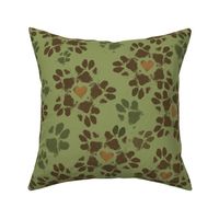 Large Puppy Paw Print Floral, Camo