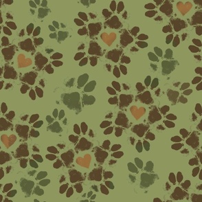 Large Puppy Paw Print Floral, Camo