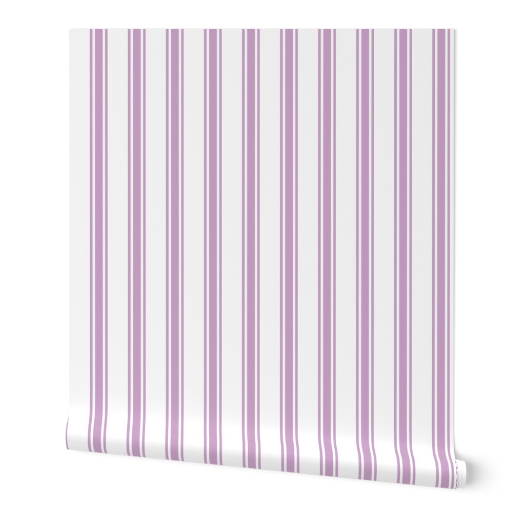 Lilac Ticking Stripe on White