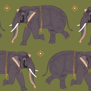 Elephants - Small - Olive Green