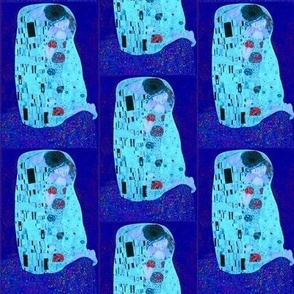 Klimt The Kiss aqua on indigo