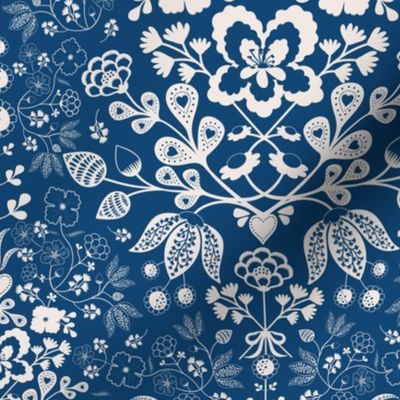 Maximalist Newfolk Damask Deep Blue