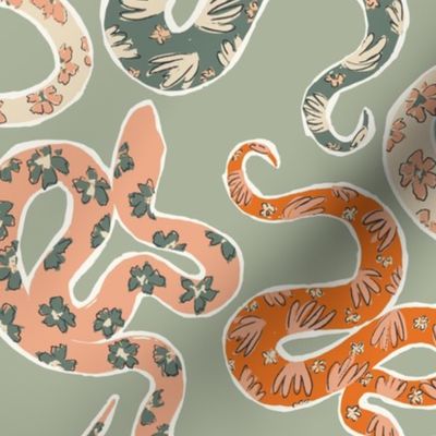 Playful Snakes, Multi-coloured Olive - Large- Hufton Studio