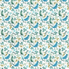 Blue bird with Florals - small
