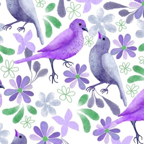Bird with florals - Large