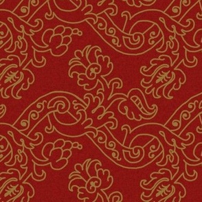 1600 Italian floral vines - red