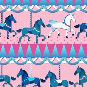 Normal scale • Happy carousel blue and pink