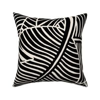 Zebra Palm Mid-Century Modern Hawaiian Tropical- Black -Cream