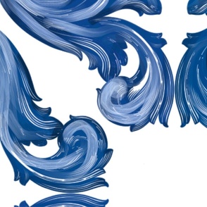 Baroque leaf,majolica,blue Sicilian art
