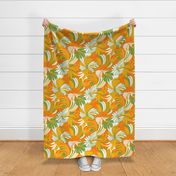 Retro Hawaiian Hibiscus Muu Muu Print- Orange 