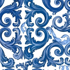 Baroque leaf,blue,Italian style 