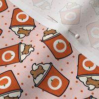 Pumpkin Spice Doggy Coffee Treats - Orange on pink - LAD22