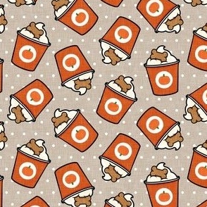 Pumpkin Spice Doggy Coffee Treats - Orange on khaki - LAD22