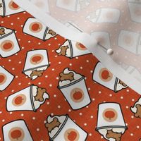 (small scale) Pumpkin Spice Doggy Coffee Treats - Orange on polka dots - LAD22