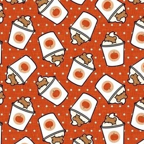 Pumpkin Spice Doggy Coffee Treats - Orange on polka dots - LAD22