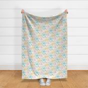 Ravi ikat  floral watercolor blue yellow