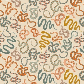 Playful Snakes_Multi Coloured taupe-Medium-Hufton-Studio