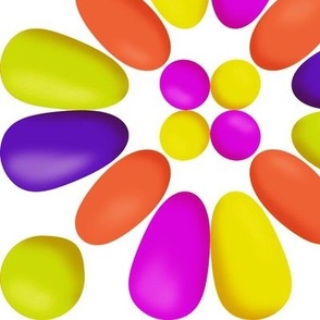 CRN2 - Large - Summer Carnival Balloon Tiles  in Purple, Maroon, Lime Green, Orange, Yellow on White