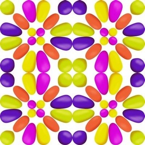 CRN2 - Medium - Summer Carnival Balloon Tiles in Purple, Maroon, Lime Green and Orange on White