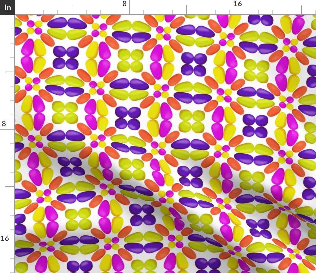 CRN2 - Medium - Summer Carnival Balloon Tiles in Purple, Maroon, Lime Green and Orange on White