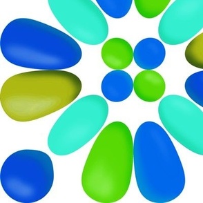 CRN5 - Large - Blue and Green Medley of Carnival Balloon Tiles on White