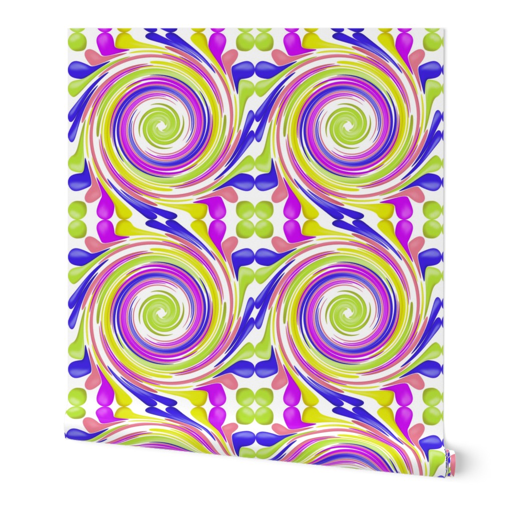 CRN3 - Medium - Festive Swirls of Brightly Colored Balloons on White - Non-directional
