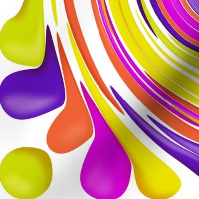 CRN2 - Jumbo  - Festive Swirls of Brightly Colored Carnival Balloons in Purple, Lime Green, Orange and Magenta