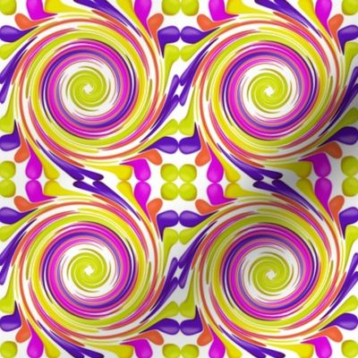 CRN2 - Medium - Festive Swirls of Brightly Colored Carnival Balloons in Purple, Lime Green, Orange and Magenta