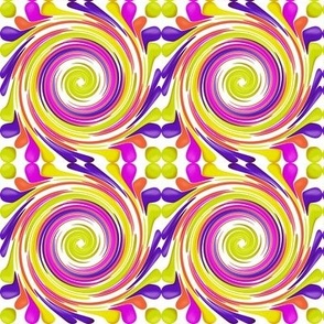 CRN2 - Medium - Festive Swirls of Brightly Colored Carnival Balloons in Purple, Lime Green, Orange and Magenta