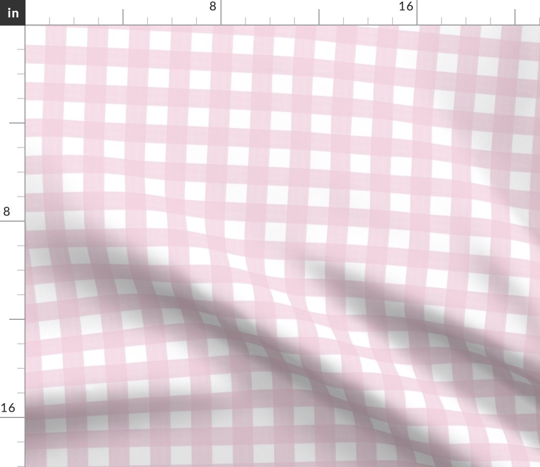 3/4” Gingham Pink2 on White 