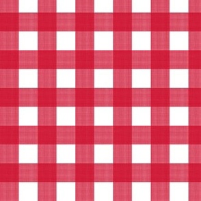 3/4” Gingham Red on White