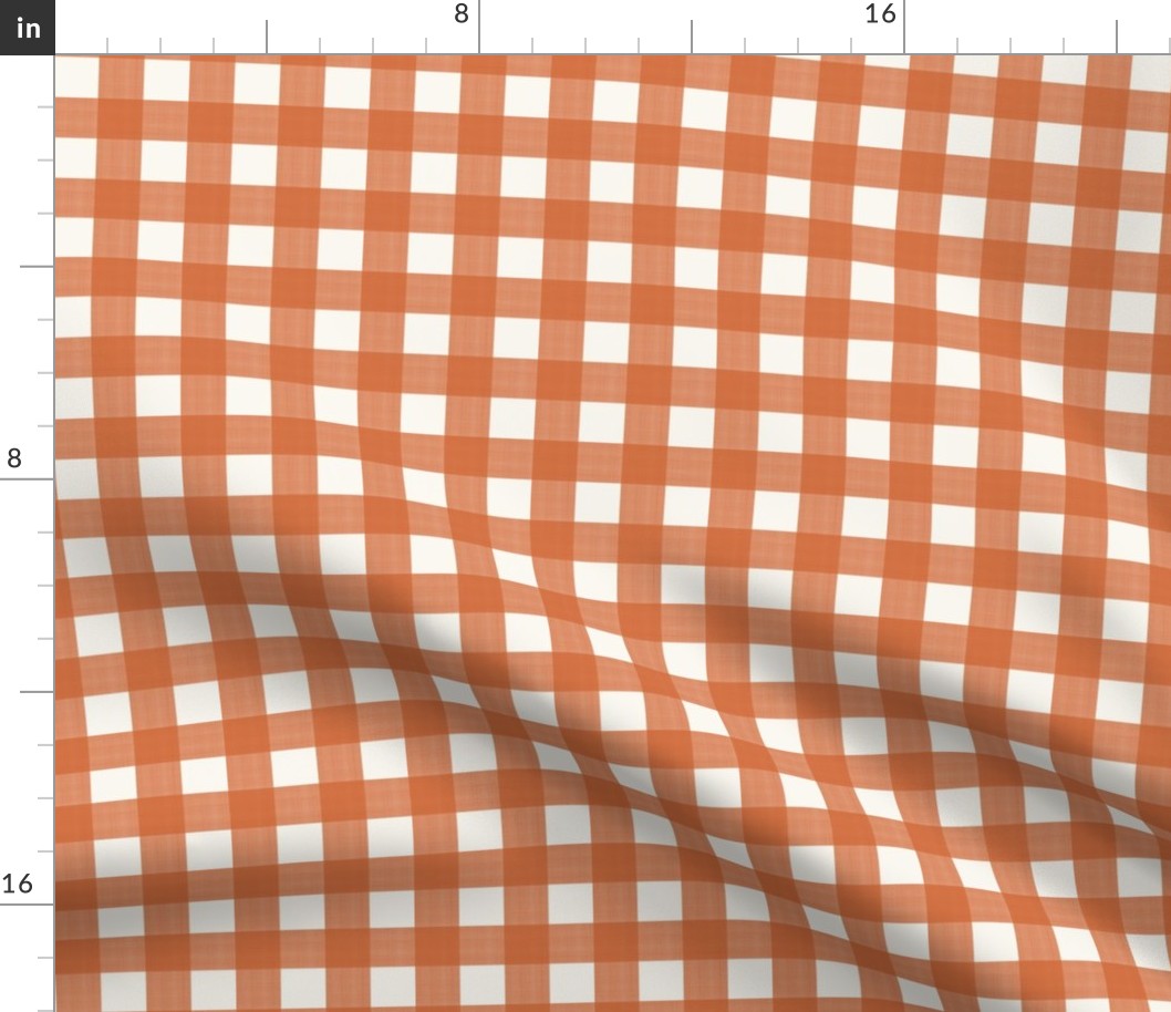 3/4” Gingham Orange on Cream 