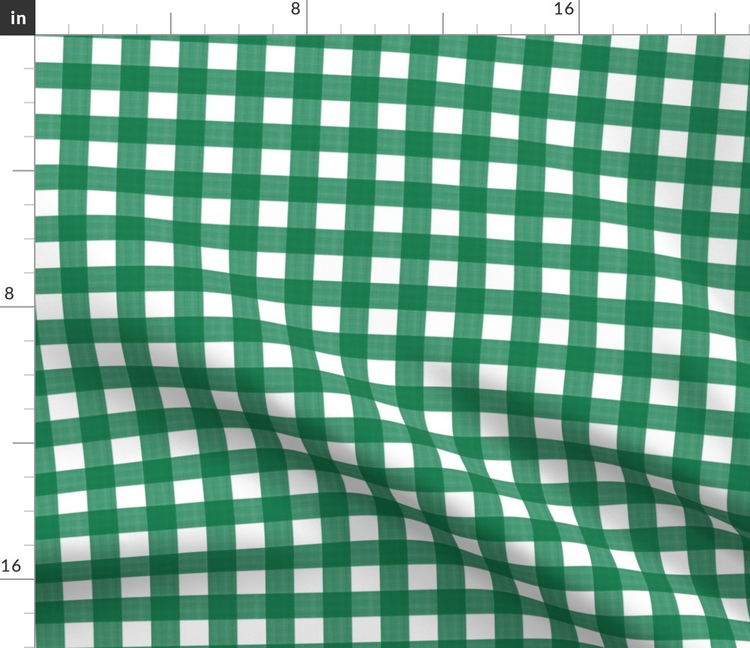 3/4” Gingham Revere Green on White 