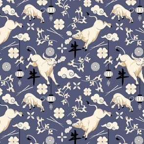 Year of the Ox pattern blue