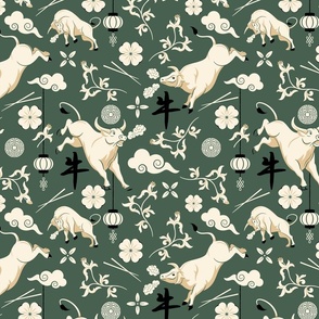 Year of the Ox pattern green