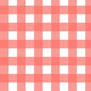 3/4” Gingham Coral on White 